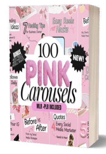100 Editable Aesthetic Pink Instagram Carousel Templates with PLR & MRR Rights